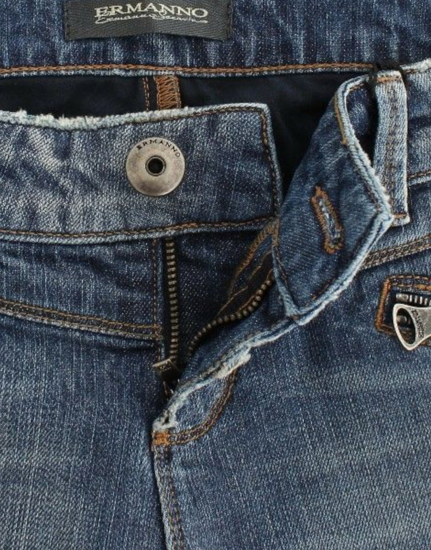 Ermanno Scervino Blaue Slim Jeans Denim Hose Straight Stretch