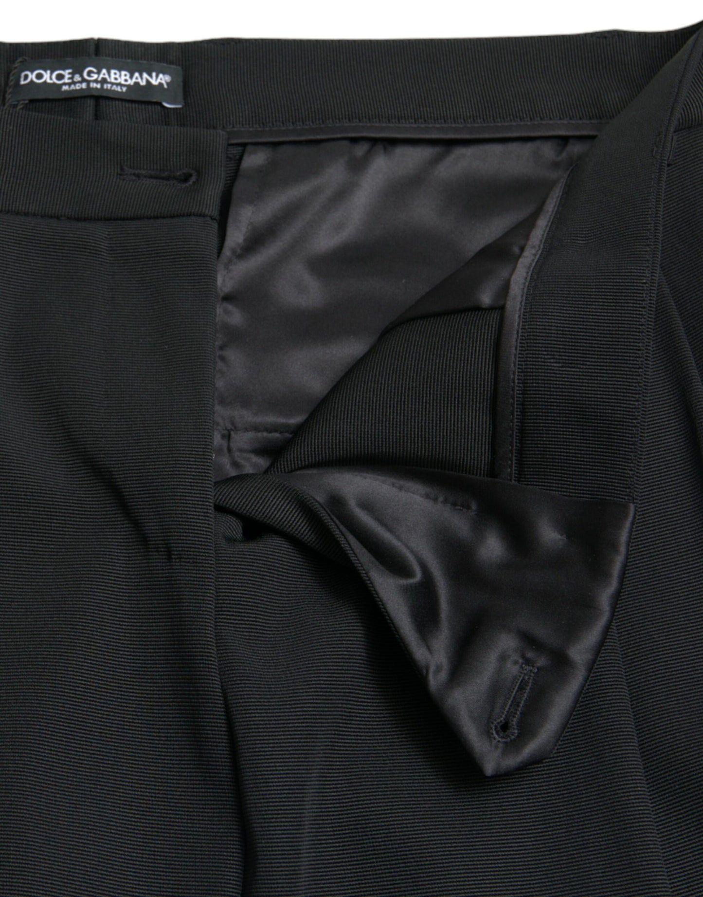 Dolce & Gabbana – Schwarze, verkürzte, konische Wollhose mit hoher Taille