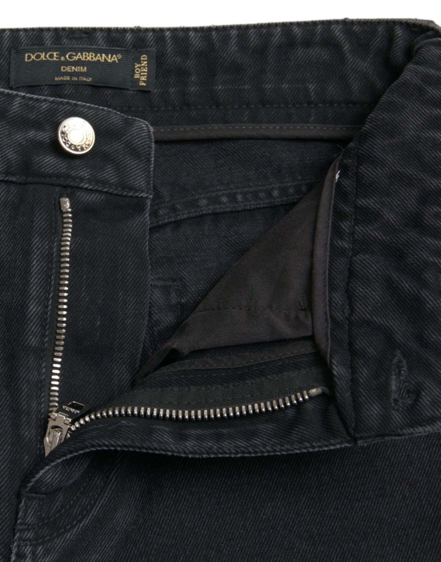 Dolce & Gabbana – Schwarze, zerfetzte Jeans aus Baumwolle mit hoher Taille