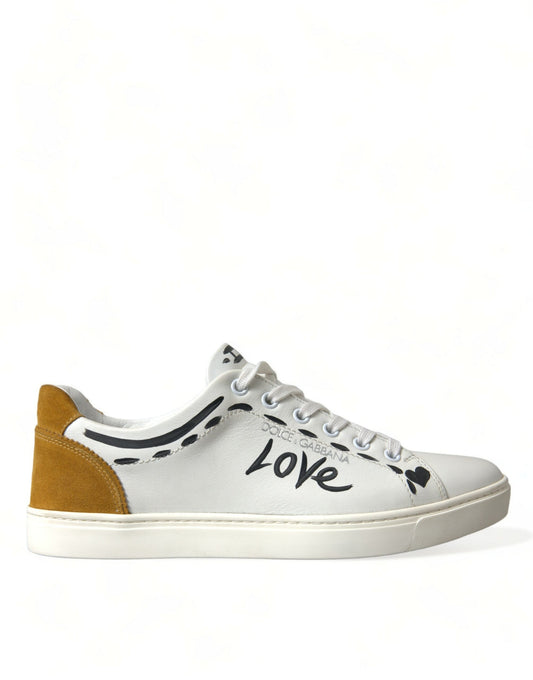 Dolce & Gabbana Weißes Leder LOVE Milano Herren Sneakers Schuhe
