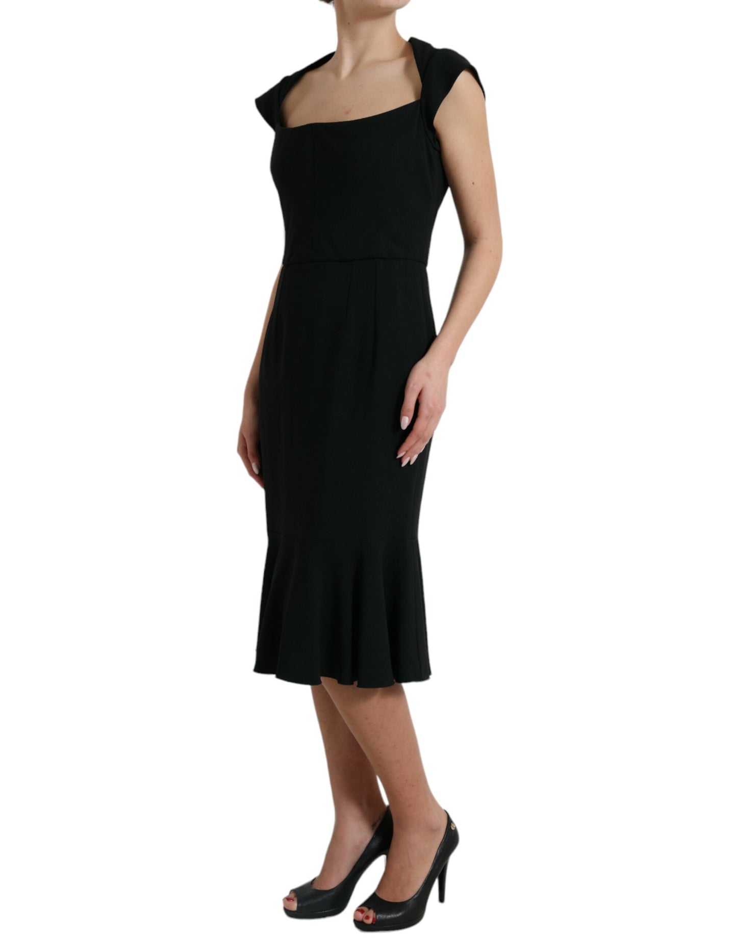 Dolce & Gabbana Schwarzes ärmelloses Kleid aus Cady-Viskose