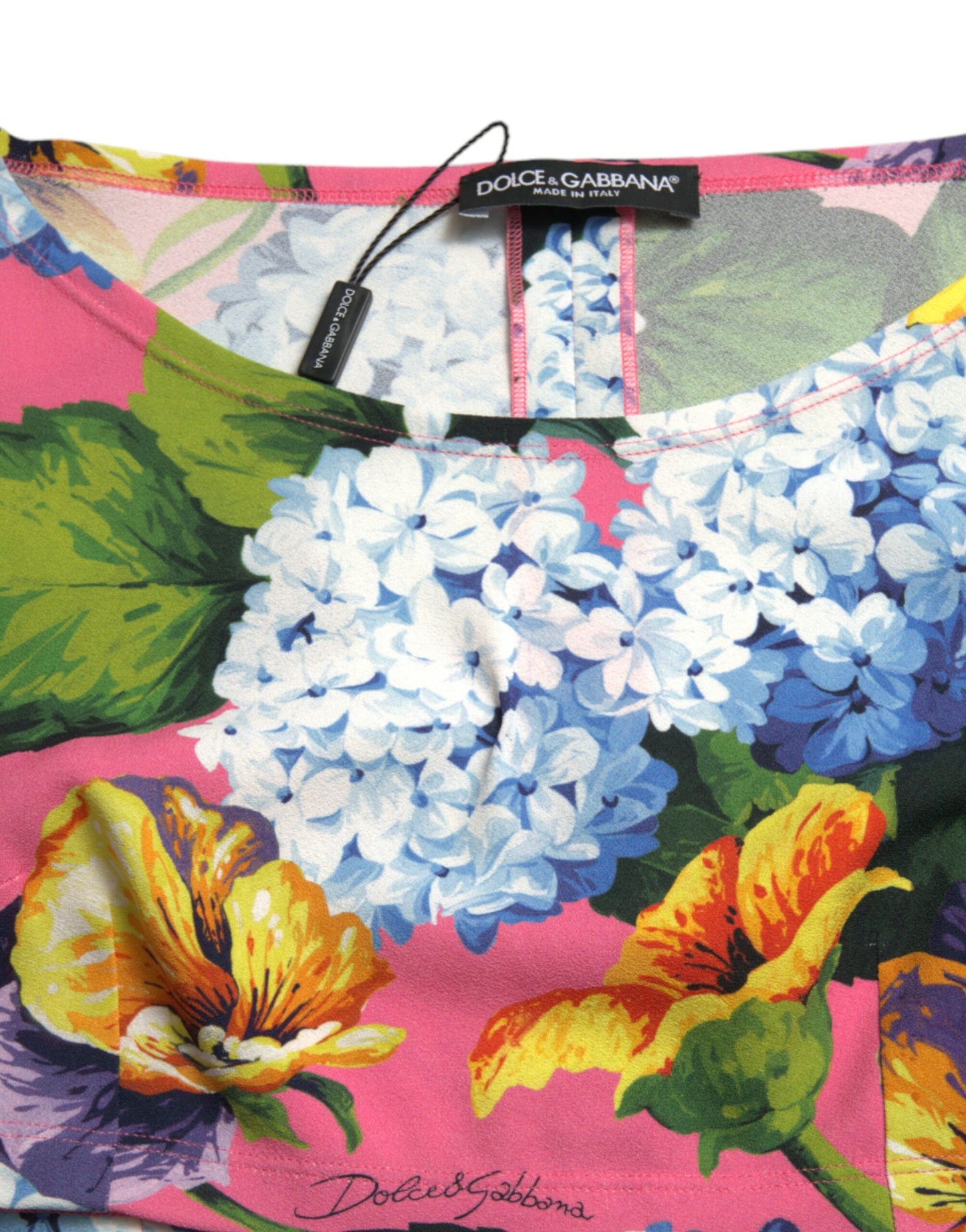 Dolce & Gabbana – Mehrfarbiges, langärmliges Crop-Top mit Blumenmuster