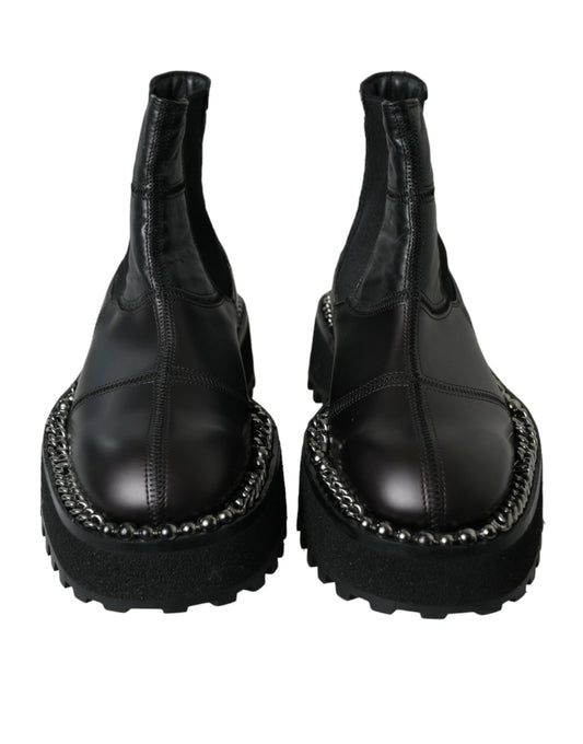 Dolce & Gabbana – Chelsea-Stiefel aus Stretch-Leder in Schwarz
