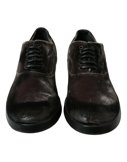 Dolce & Gabbana – Oxford-Schnürschuhe aus braunem Samt für Herren