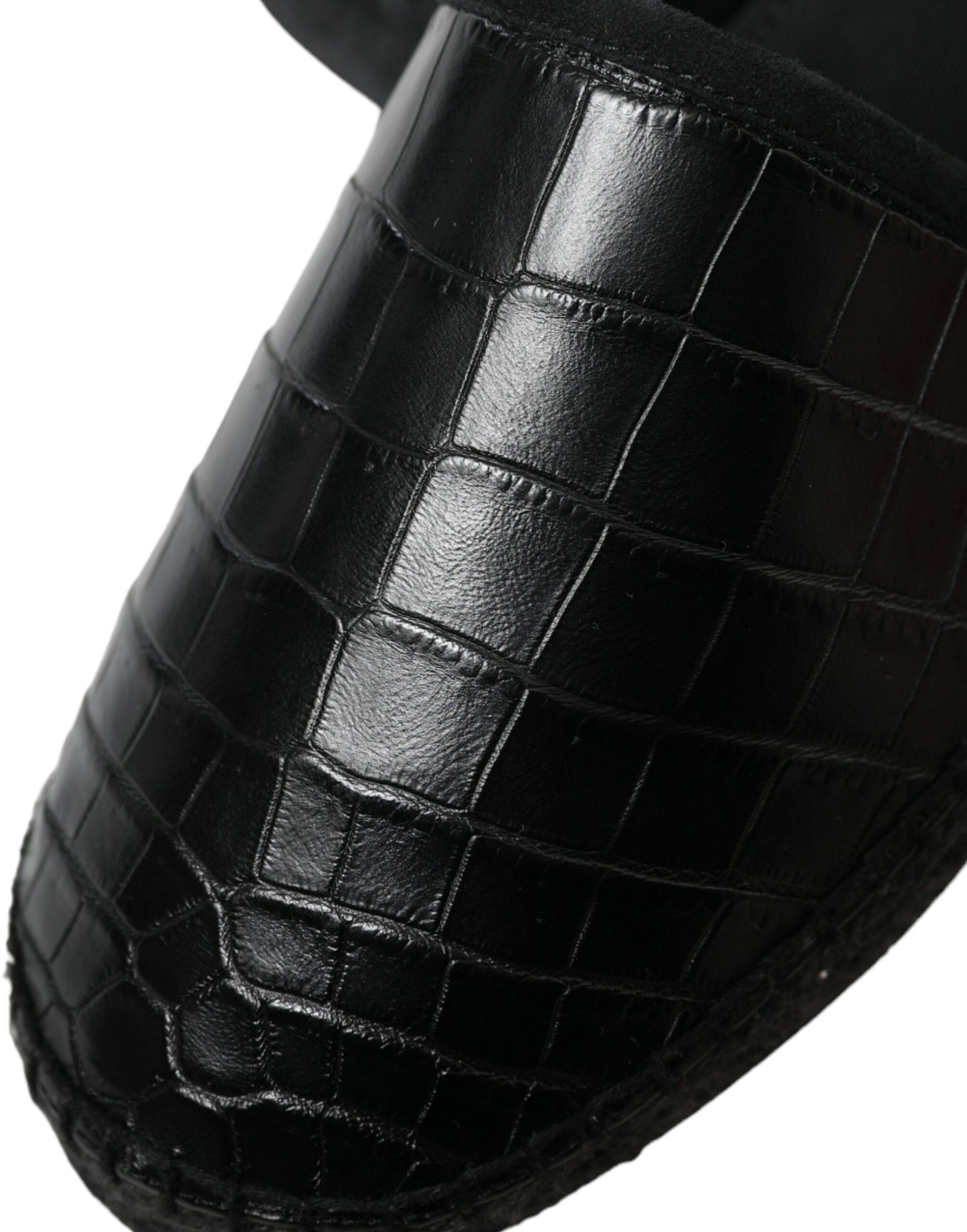 Dolce & Gabbana – Espadrilles-Schlupfschuhe aus exotischem Leder in Schwarz