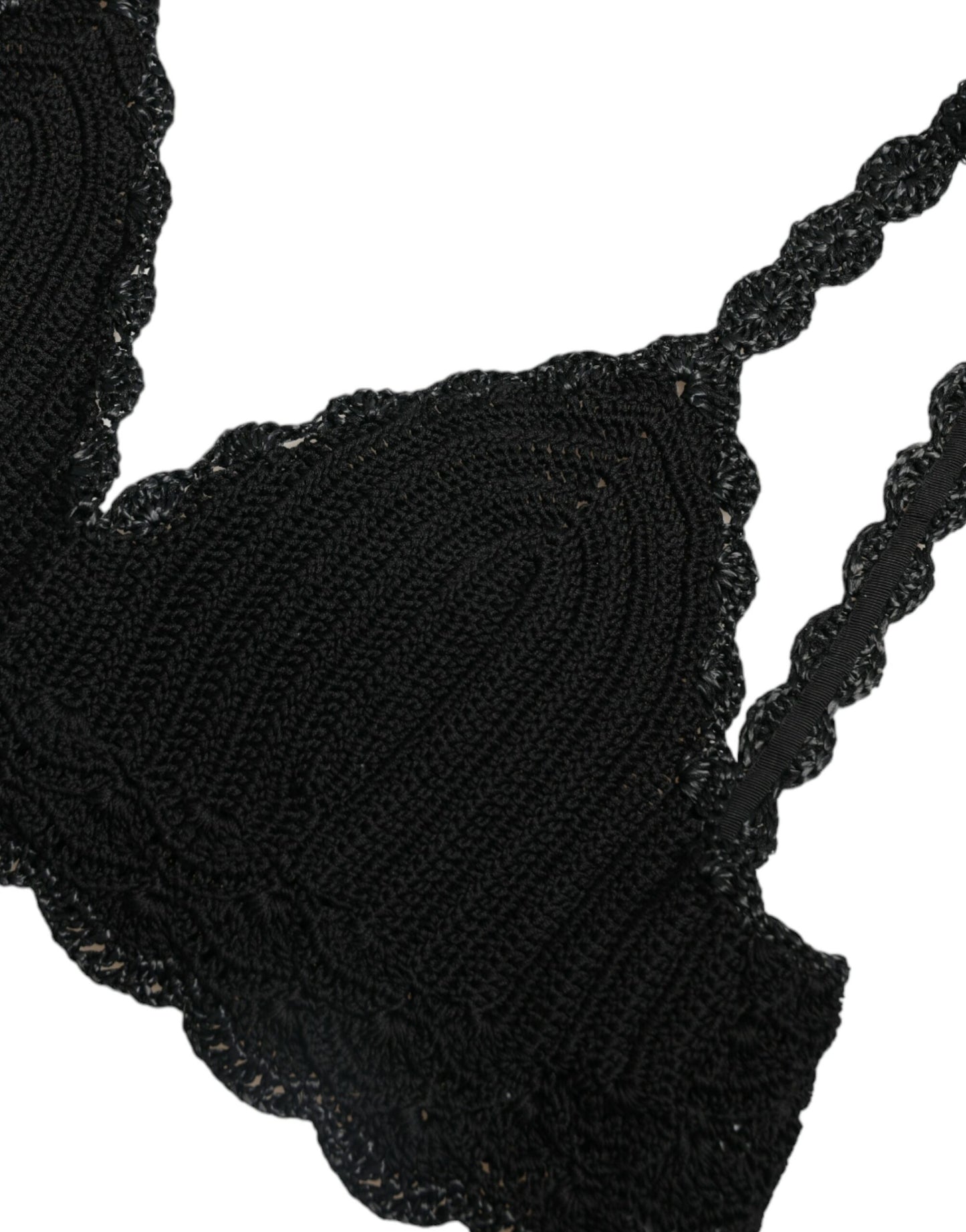 Dolce & Gabbana – Schwarzes, kurzes Bustier-Tanktop aus Baumwolle mit Häkelmuster