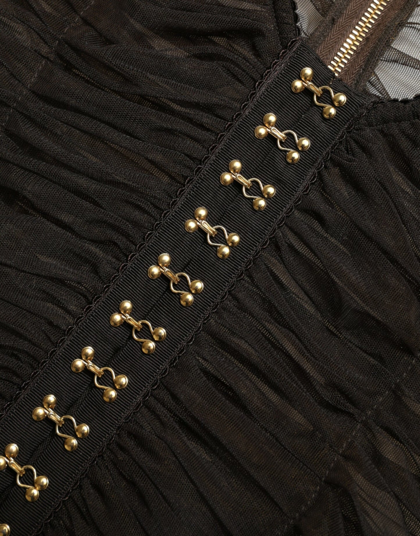 Dolce & Gabbana – Kurzes Oberteil aus Nylon-Stretch mit Verzierung in Braun