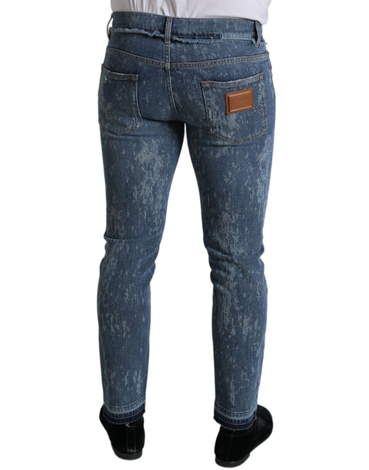 Dolce & Gabbana – Blau verwaschene Skinny-Jeans aus Baumwollstretch
