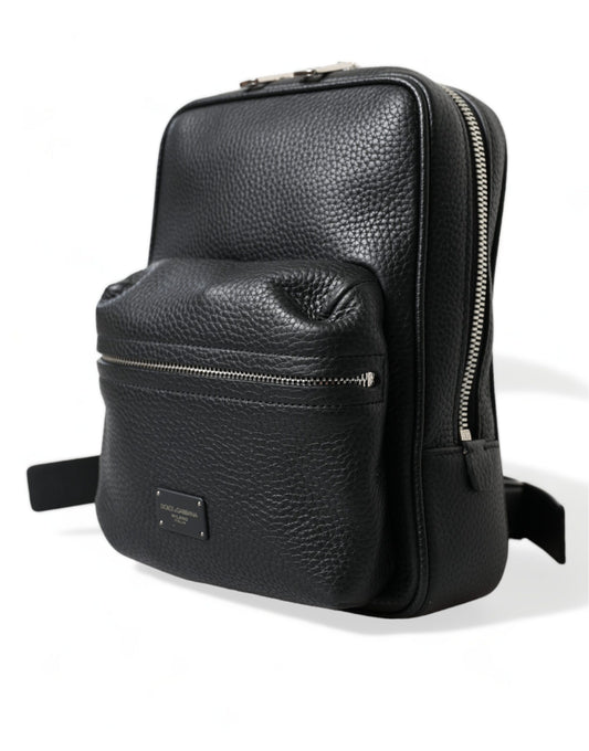 Dolce & Gabbana – Palermo-Rucksacktasche mit Logo aus schwarzem Kalbsleder