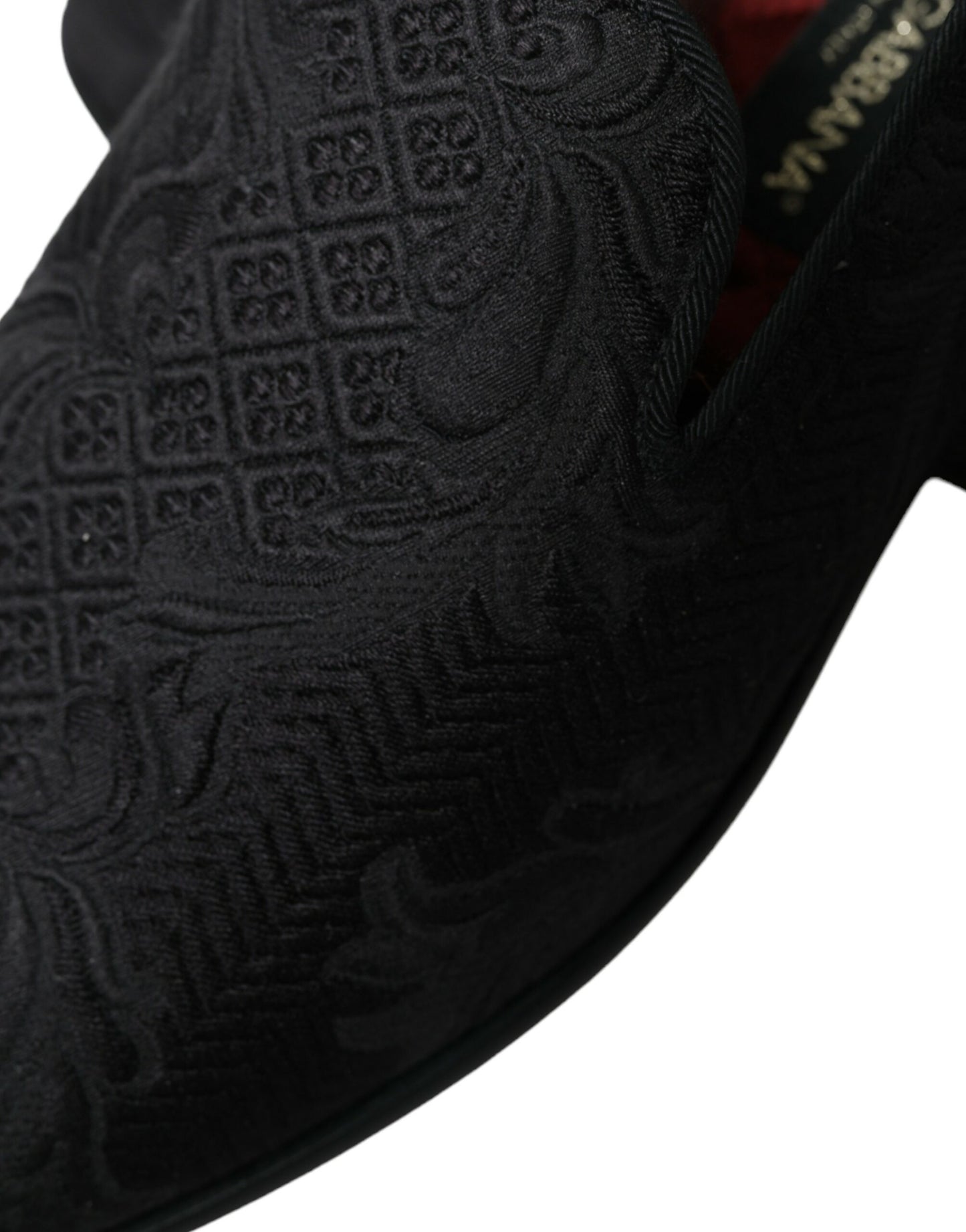 Dolce & Gabbana – Slipper-Schuhe aus schwarzem Brokat für Herren
