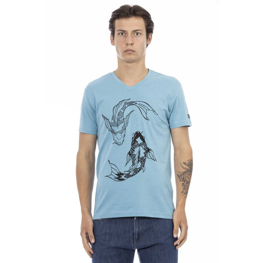 Trussardi Action Hellblaues Herren-T-Shirt aus Baumwolle