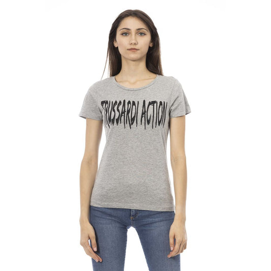 Trussardi Action Graues Baumwoll-T-Shirt für Damen