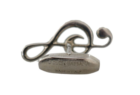 Dolce & Gabbana Manschettenknöpfe aus silbernem Messing mit Zitterschlüssel und Kristall