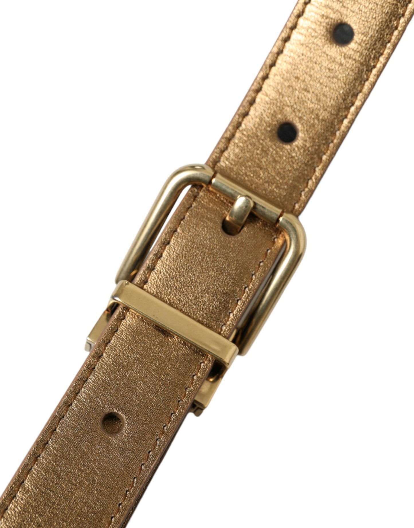 Dolce & Gabbana – Gürtel aus Kalbsleder in Metallic-Gold mit Metallschnalle