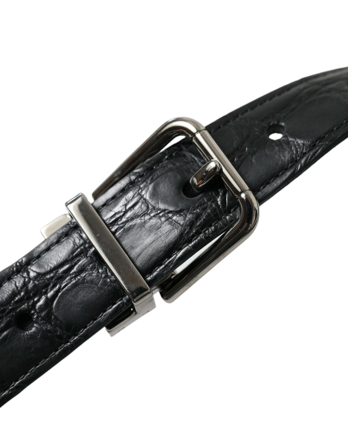 Dolce & Gabbana Gürtel aus schwarzem Leder mit silberner Metallschnalle