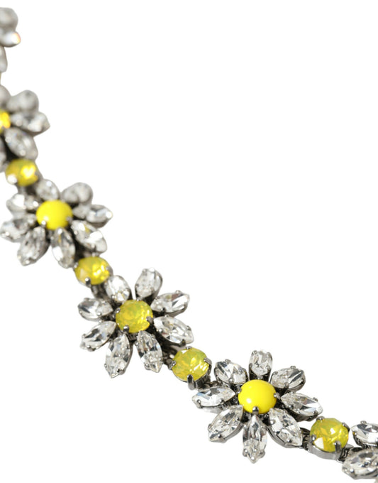 Dolce & Gabbana – Schwarzer Dauphine-Hüftgürtel mit Gänseblümchen-Kristallen