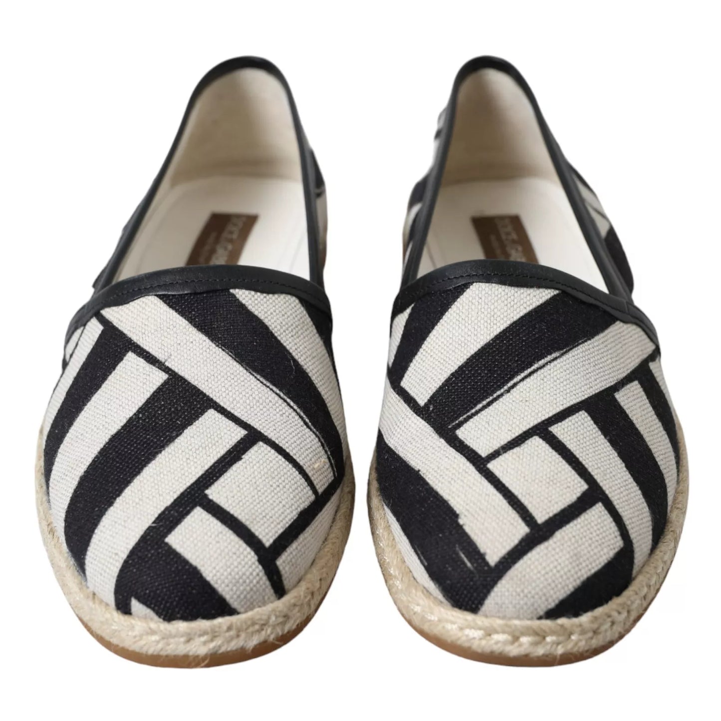 Dolce & Gabbana – Espadrille-Schuhe zum Hineinschlüpfen in Schwarz und Weiß mit Streifen