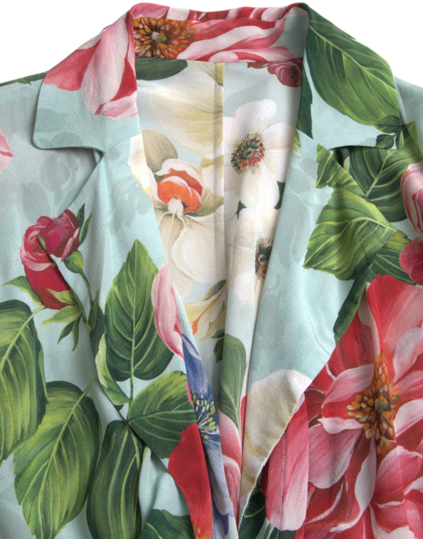 Dolce & Gabbana – Blaues Jumpsuit-Wickelkleid mit weitem Bein und Blumenmuster