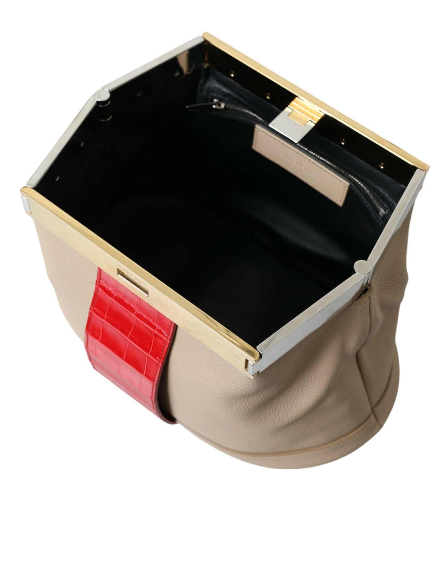 Balenciaga Beige-Rot Zweifarbige Beuteltasche aus exotischem Leder