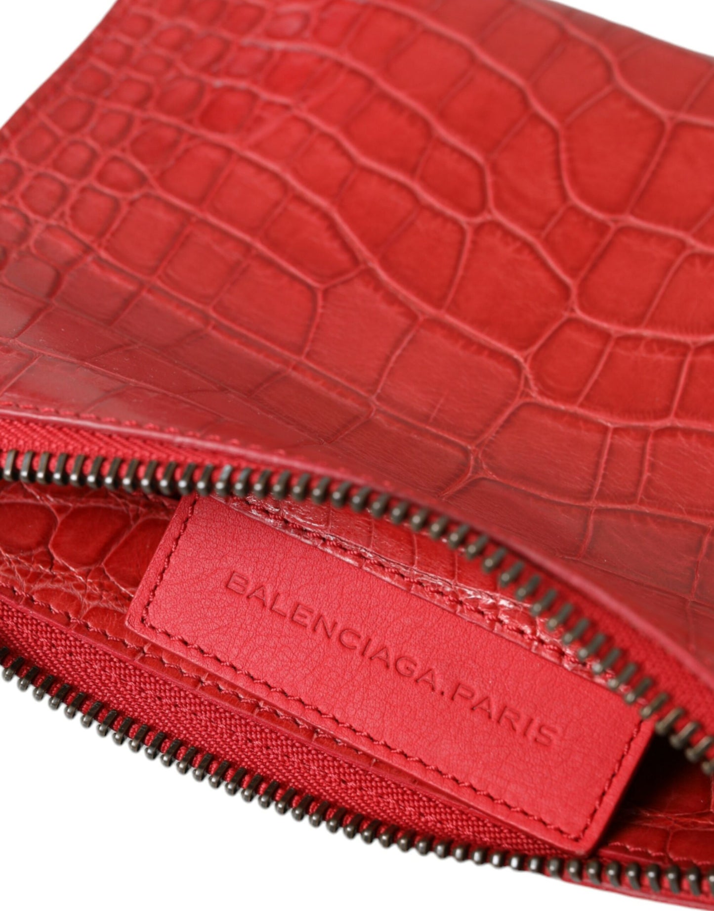 Balenciaga Rote Exotische Haut Leder Klassische Tasche Geldbörse Handgelenk Tasche