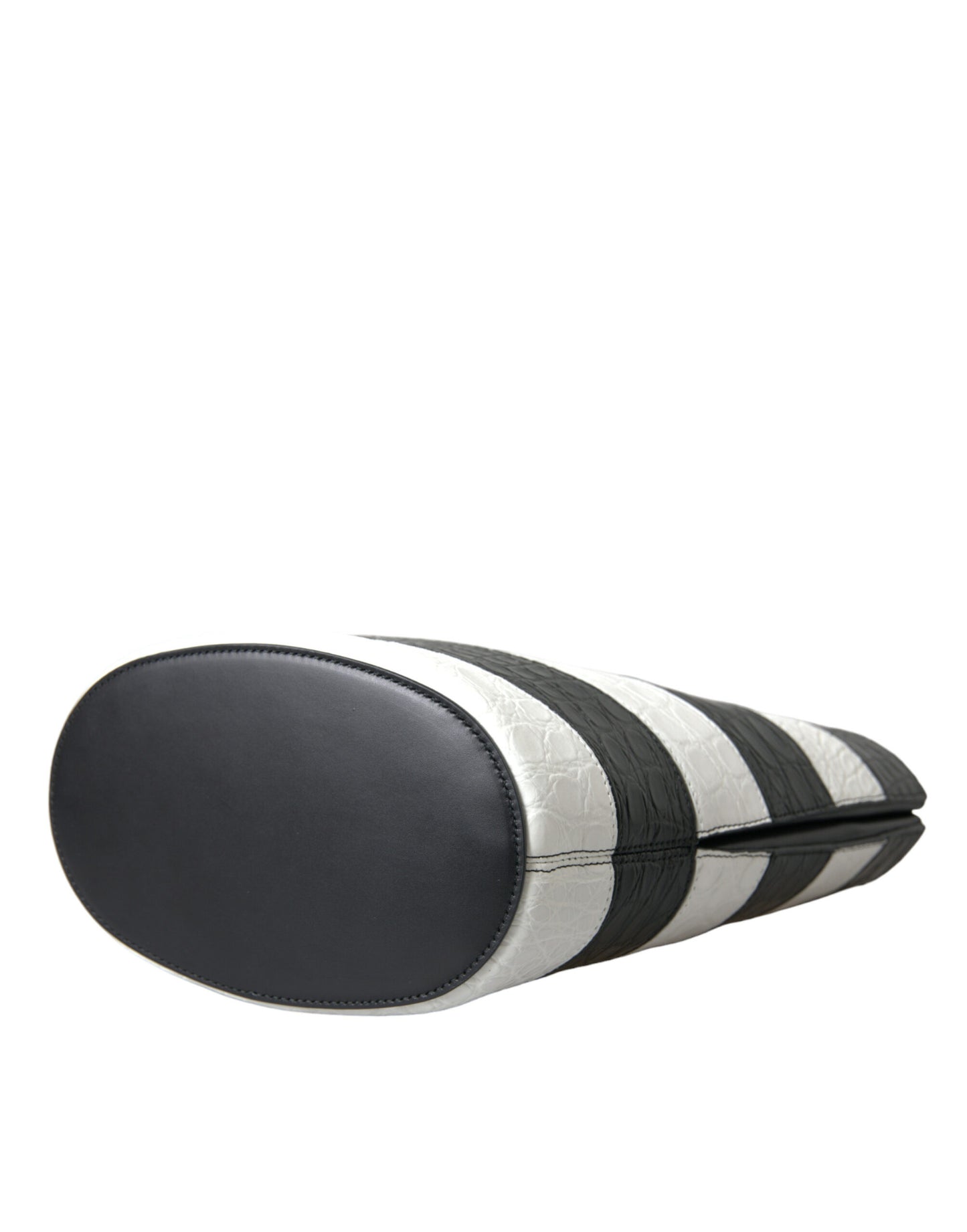 Balenciaga – Maxi-Eimertasche aus Leder mit Streifen in Schwarz und Weiß