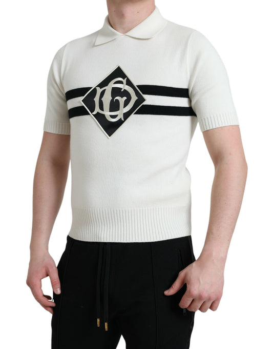 Dolce & Gabbana – Weißes Henley-Shirt mit Kragen und DG-Logo