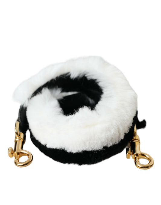 Dolce & Gabbana Schwarz-Weiß Lapin Pelz Accessoire Schultergurt