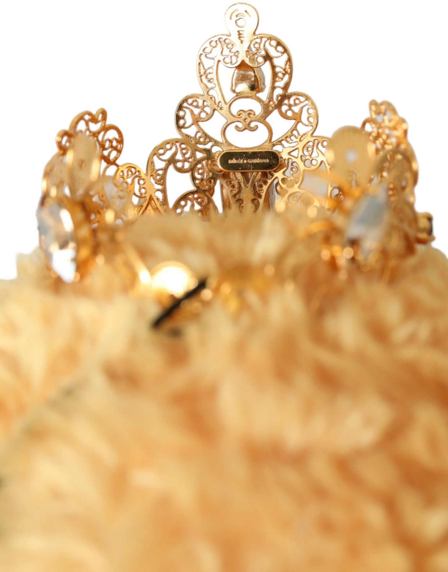 Dolce & Gabbana Brauner Teddybär Gold Kristall Krone Haarband Diadem