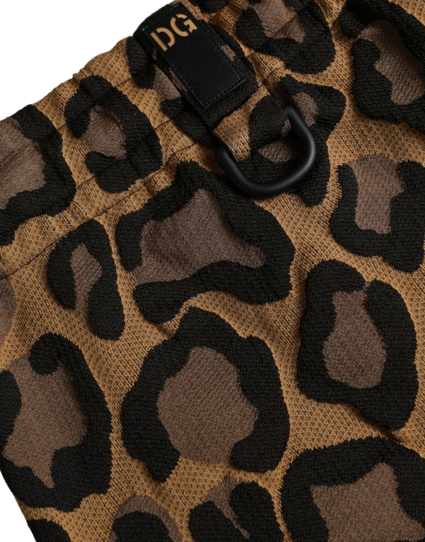 Dolce & Gabbana – Jogginghose aus Polyester mit Leopardenmuster in Braun