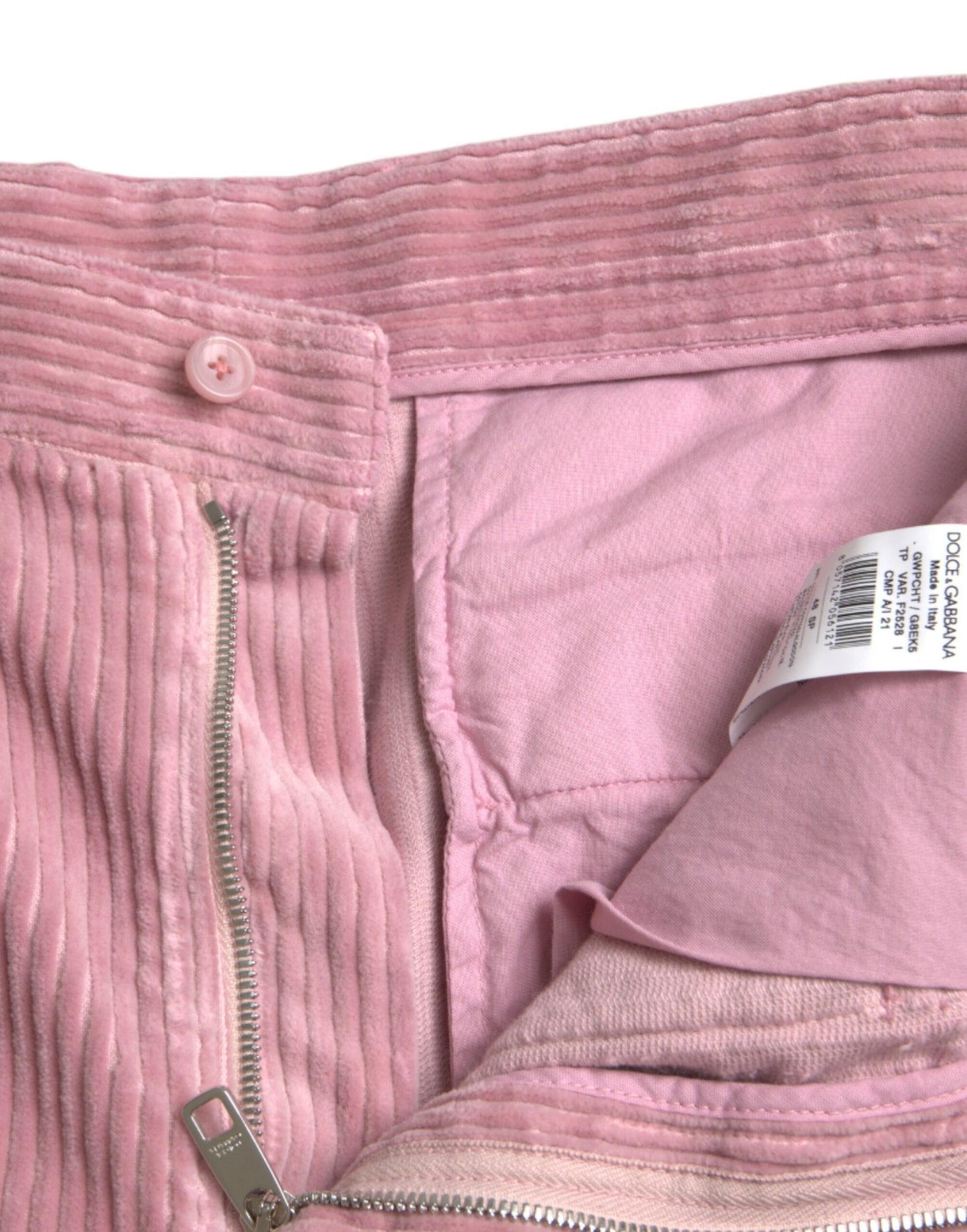 Dolce & Gabbana – Skinny Cargo-Jeans aus Cord-Baumwolle mit Stretch in Rosa