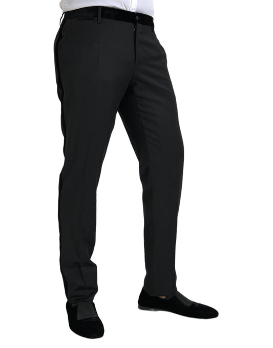Dolce & Gabbana Schwarze Herren-Skinny-Anzughose aus Seide