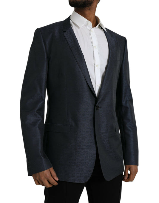 Dolce & Gabbana Blauer Woll-Blazer in GOLD mit einreihigem Mantel