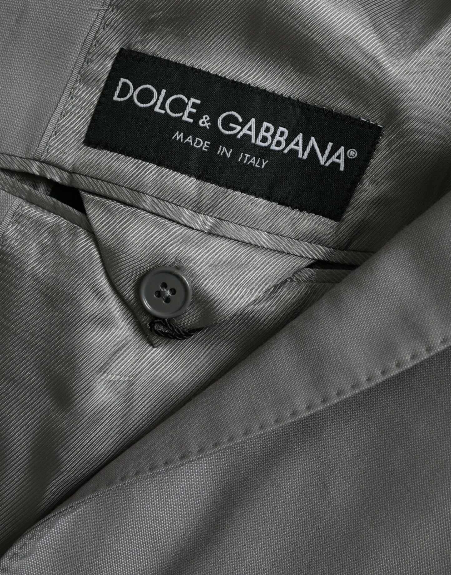 Dolce & Gabbana – Einreihiger Blazer aus grauer Wolle mit Spitze