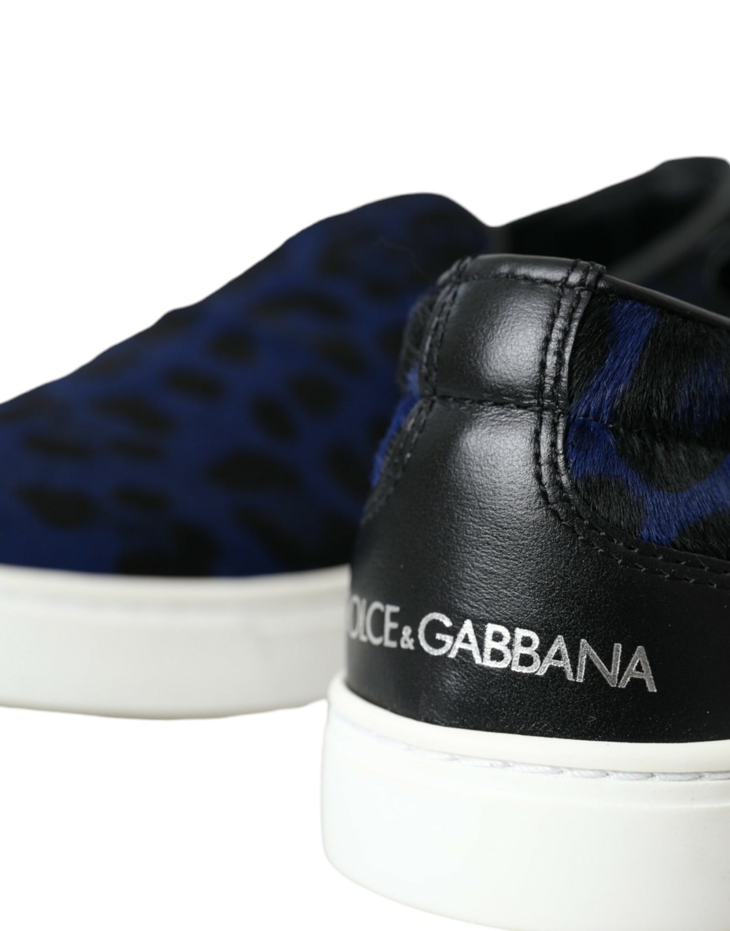 Dolce & Gabbana – Sneakers aus blauem Kalbsleder mit Leopardenmuster