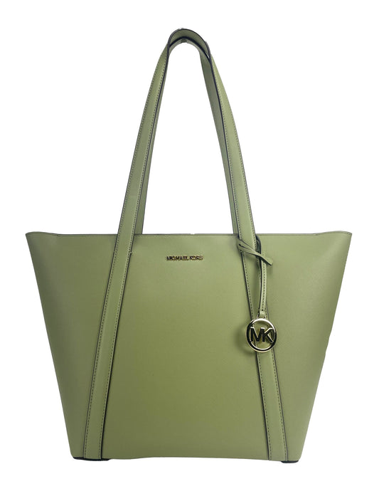Michael Kors – Große Pratt-Schultertasche mit Reißverschluss, Helles Salbeigrün