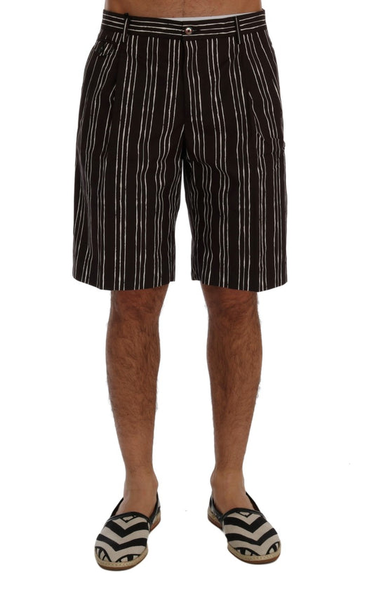 Dolce & Gabbana Bordeaux-weiß gestreifte Freizeitshorts aus Hanf