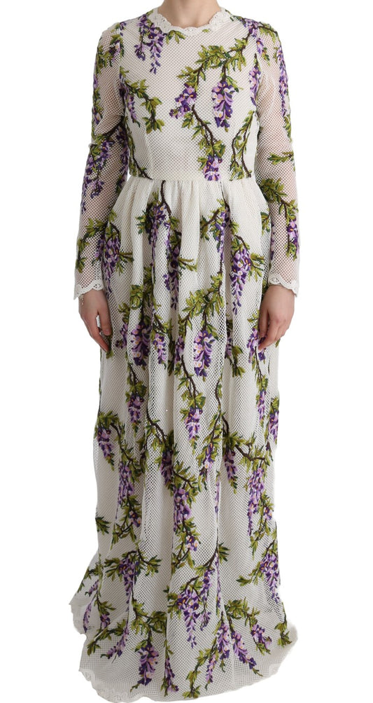 Dolce & Gabbana – Weißes Maxikleid mit Blumenstickerei