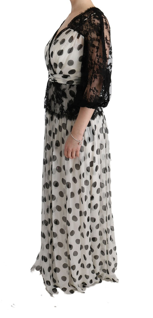 Dolce & Gabbana – Schwarz-weiß gepunktetes Blumenkleid