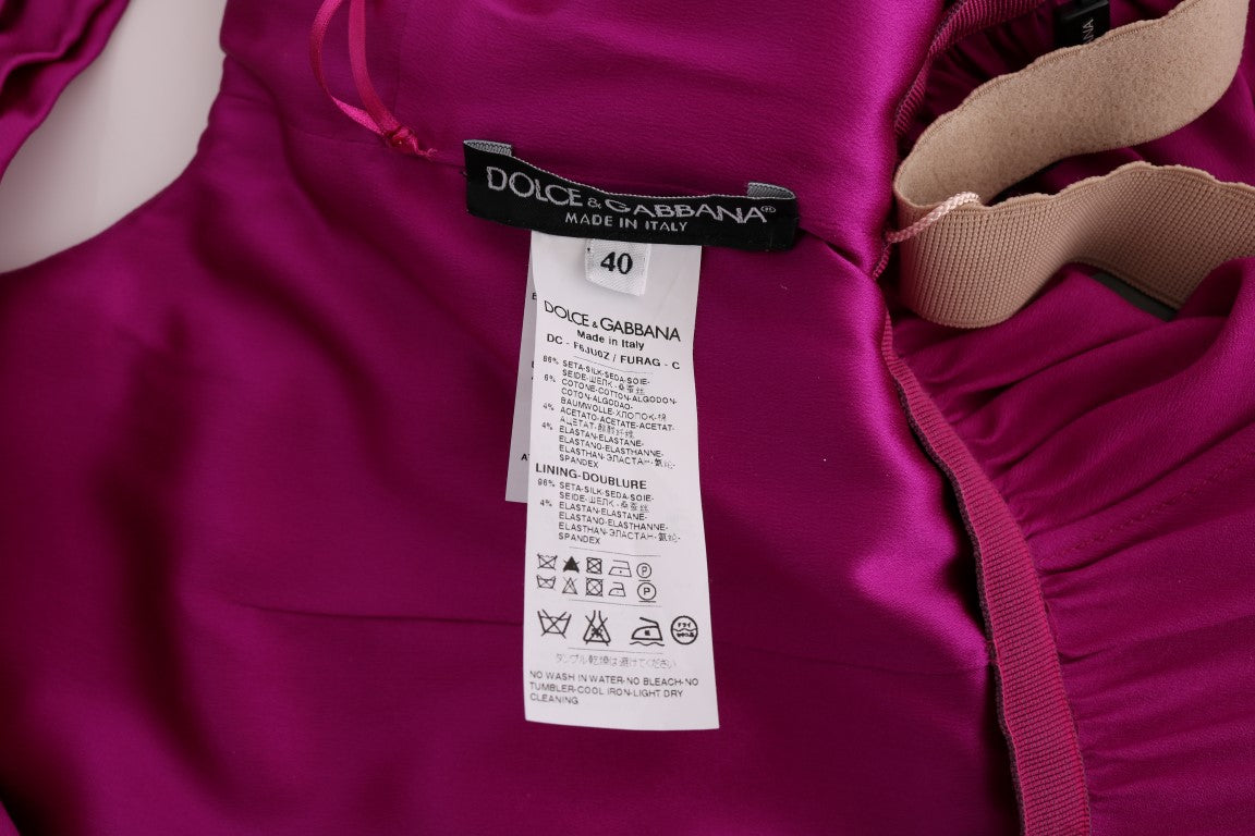 Dolce & Gabbana – Langes Etuikleid aus Stretch-Seide in Rosa