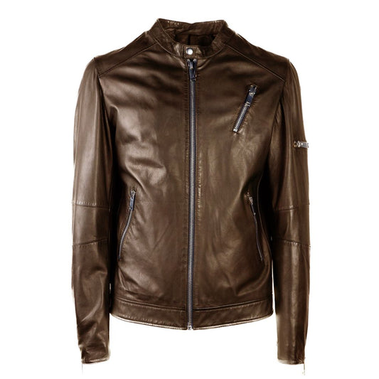 Emilio Romanelli Braune Lederjacke für Herren