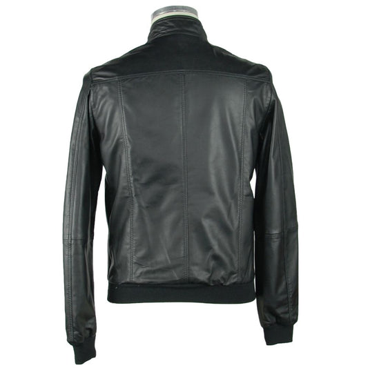 Emilio Romanelli Schwarze Lederjacke für Herren