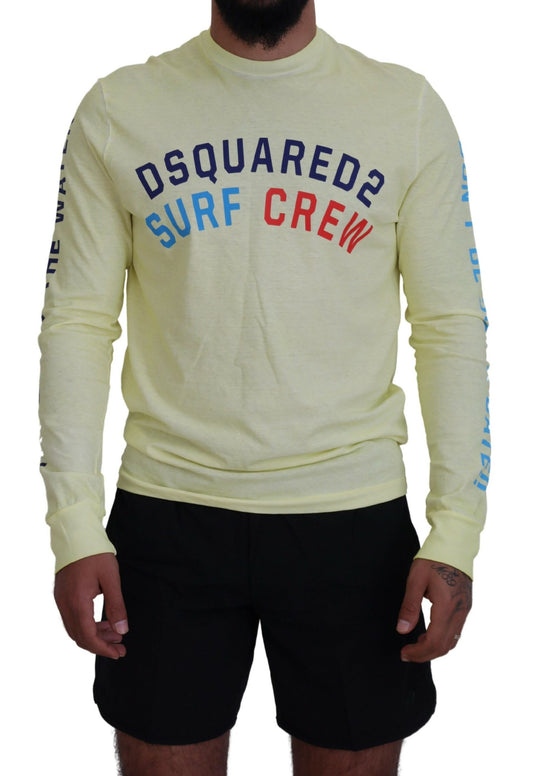 Dsquared² Gelbes T-Shirt mit langem Ärmel und buntem Print