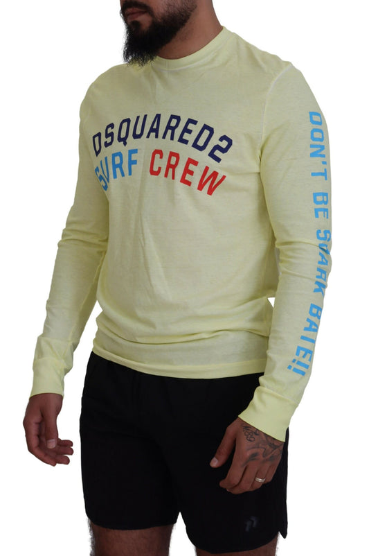 Dsquared² Gelbes T-Shirt mit langem Ärmel und buntem Print