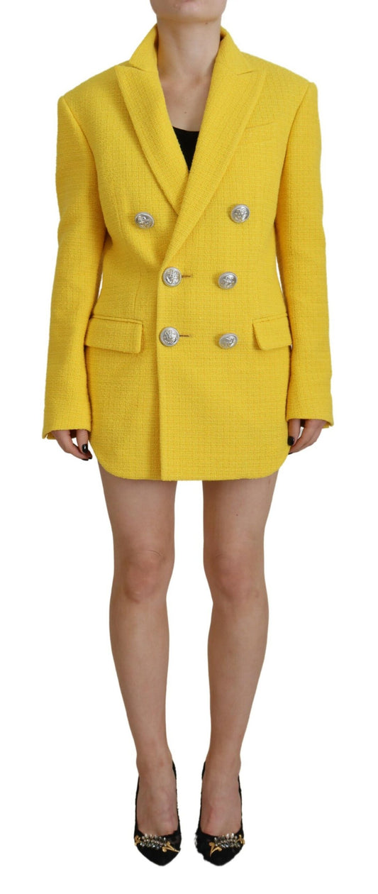 Dsquared² Gelbes, zweireihiges Anzug-Blazer-Short-Set mit Spitze