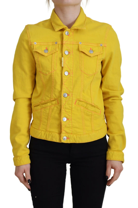 Dsquared² – Gelbe Jeansjacke mit Kragen und langen Ärmeln