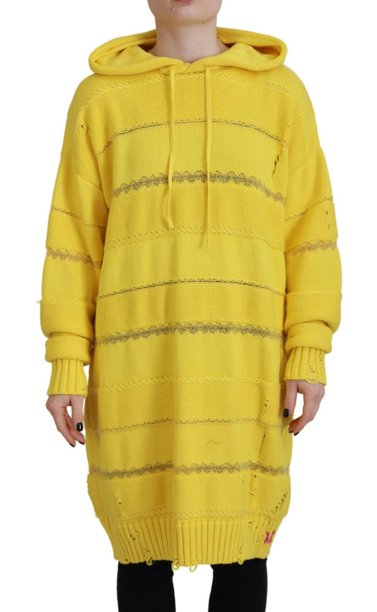 Dsquared² Gelber Baumwoll-Strickpullover mit Kapuze
