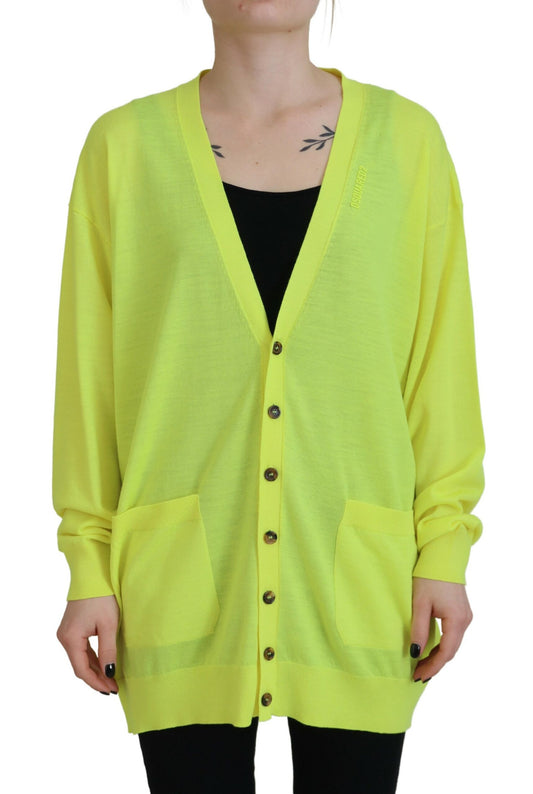 Dsquared² Gelber Wollstrick-Cardigan mit Knöpfen