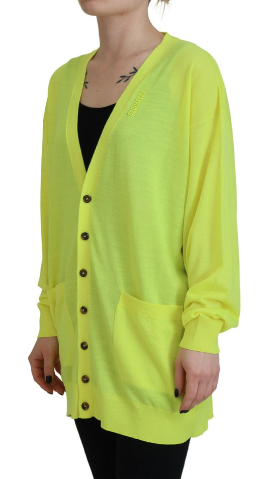 Dsquared² Gelber Wollstrick-Cardigan mit Knöpfen