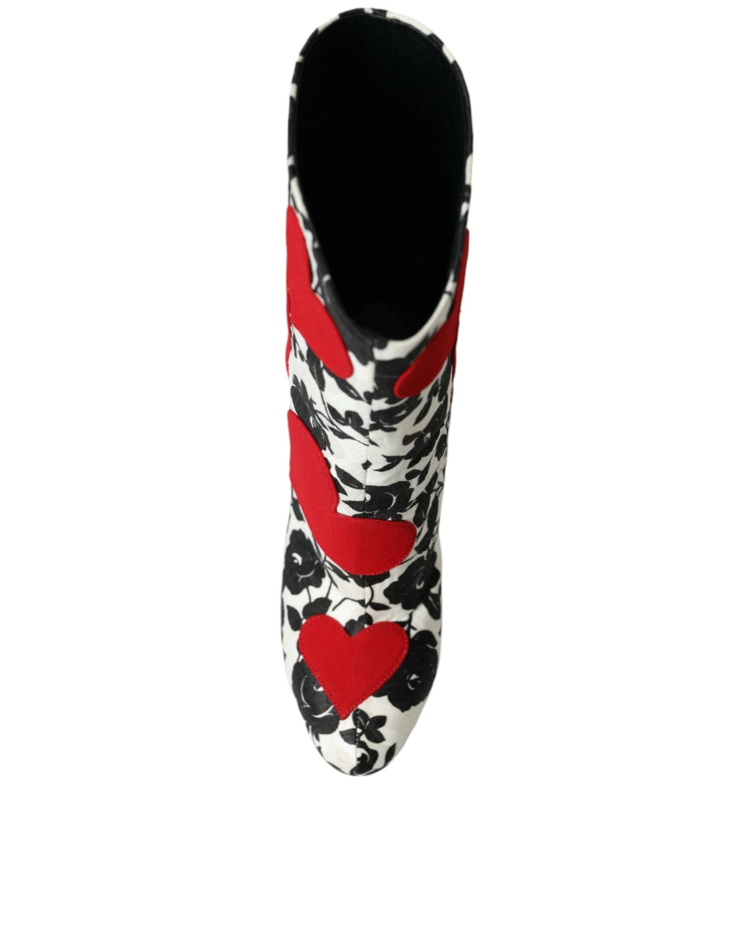 Dolce & Gabbana Weiße Lederstiefel mit Blumenherzen