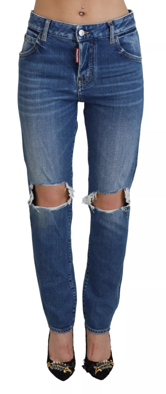Dsquared² Cool Girl – Blaue Distressed-Jeans mit mittelhohem Bund